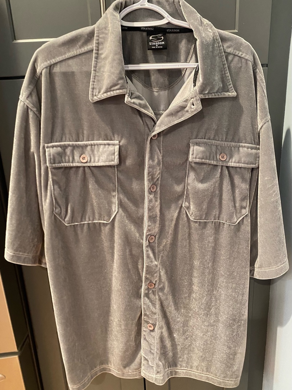 Stardom Collection Y2K vintage western velour button down  gray XL